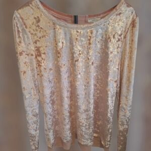 JODIFL Velvet Romantic L/S Top Mesh Hem & Dusty Rose Pink Sz L